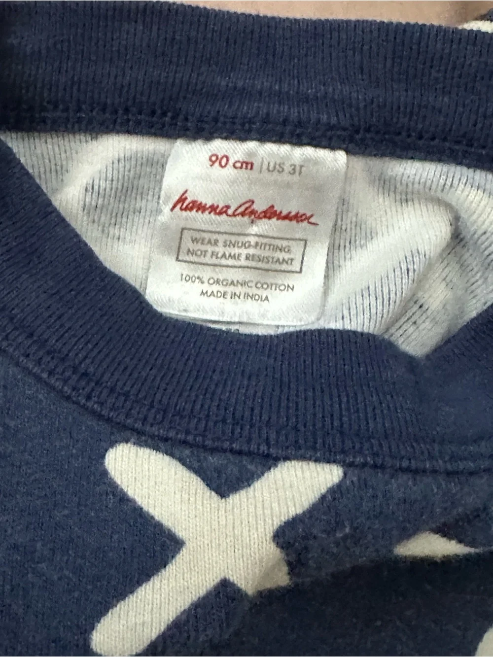 Hanna Andersson Kids Navy Blue” Hugs and Kisses “Pajama Set 3T
